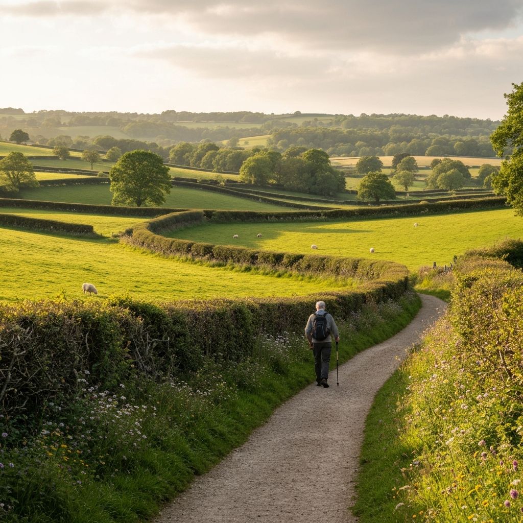 Scenic countryside walking path